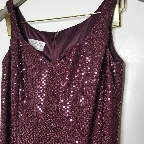 Jessica McClintock Sequin Maxi Dress Burgundy 5/6 - Picture 7 of 9